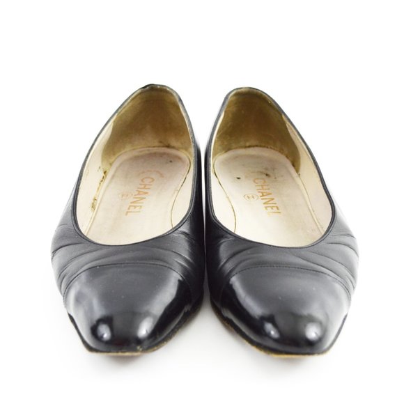 Chanel Leather Patent Toe Ballet Flats #199-34 - Picture 2 of 5